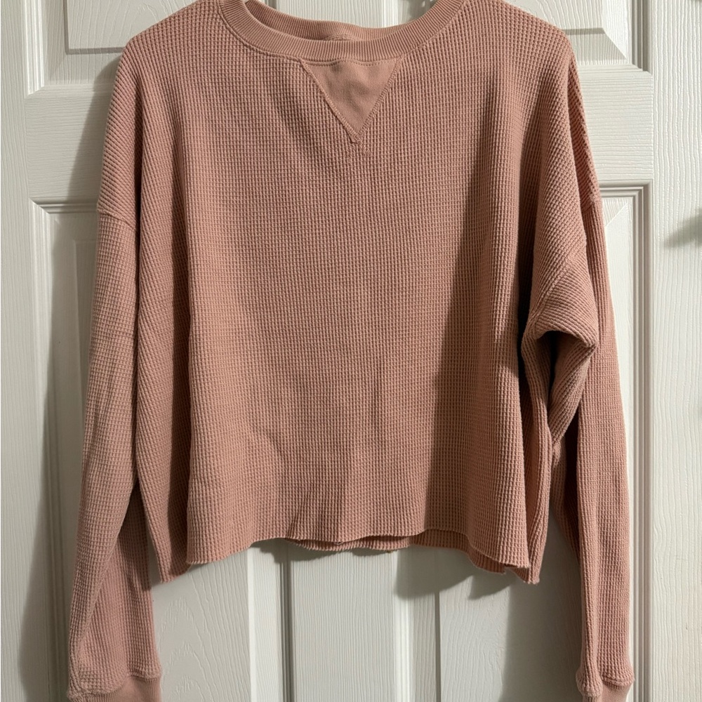Cozy Waffle Knit Sweater in Blush